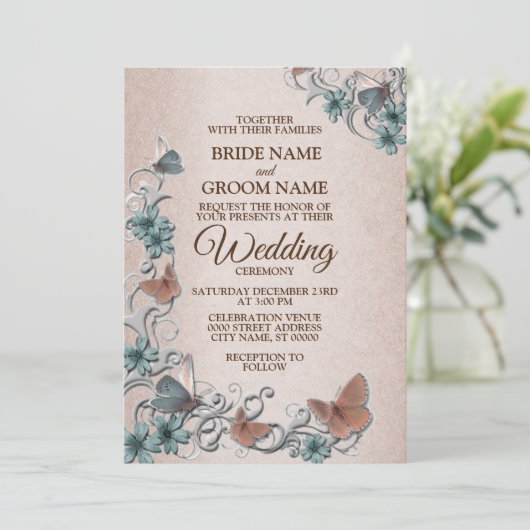 Blauwgroen zilveren vlinderbloempervlinder in kaart (Staand voorkant)