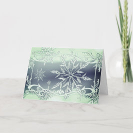 Blauwgroen zilveren vorst ijskristal elegante snee kaart