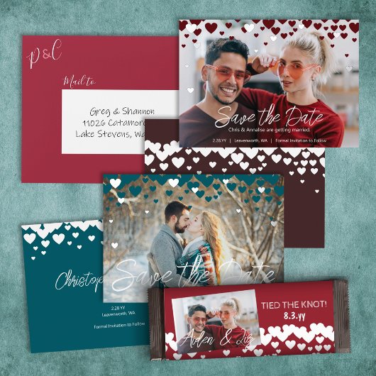 Blauwgroen, zilverharten, winterbruiloft of Valent Folie Uitnodiging