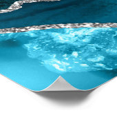 Blauwgroen Zilverig Aparte Weddenschap 8 Tabellen  Poster (Hoek)