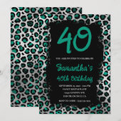 Blauwgroen zilverlak Geschilderd zwart 40e verjaar Kaart (Voorkant / Achterkant)