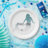 Blauwgroen zilversparkle Glitter Mermaid Papieren Bordje (Feest)