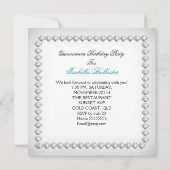 Blauwgroen zilverwitte Quinceanera 15e verjaardag Kaart (Achterkant)