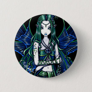 Blauwgroen "Zoe" Celestial Fairy Fantasy Ronde Button 5,7 Cm