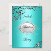 blauwgroen zoet 16-jarige partij kaart (Voorkant)