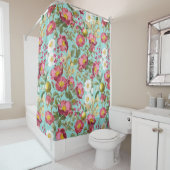 Blauwgroen zomertuin -  Redouté Cottage Rozen Douchegordijn (In situ)