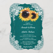Blauwgroen Zonnebloem Burlap Bloemen Kant Country  Kaart (Voorkant / Achterkant)