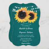 Blauwgroen Zonnebloem Burlap Hearts String Lights  Kaart (Voorkant / Achterkant)