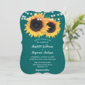 Blauwgroen Zonnebloem Burlap Hearts String Lights  Kaart (Staand voorkant)