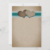 Blauwgroen  Zonnebloem Burlap Wedding Kaart (Achterkant)