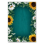 Blauwgroen Zonnebloem Land Rustieke Bruiloft invoe Kaart (Achterkant)