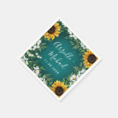 Blauwgroen Zonnebloem Land Rustieke Bruiloft Serve Servet (Hoek)