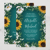 Blauwgroen Zonnebloem Land Rustieke Bruiloft Uitno Kaart (Voorkant / Achterkant)