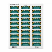 Blauwgroen Zonnebloem Land Rustieke Daisy Bruiloft Etiket (Full Sheet)