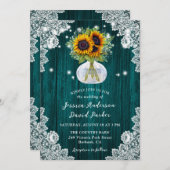 Blauwgroen Zonnebloem Mason Jar Bloemen Kant Hout  Kaart (Voorkant / Achterkant)