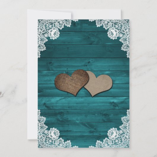 Blauwgroen zonnebloem Rustic Wood Weddenschap Kaart (Achterkant)