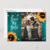 Blauwgroen zonnebloem sparen het Briefkaart van de (Voorkant / Achterkant)