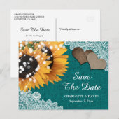 Blauwgroen Zonnebloem Wedden sparen het Briefkaart (Voorkant / Achterkant)