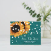 Blauwgroen Zonnebloem Wedden sparen het Briefkaart (Staand voorkant)