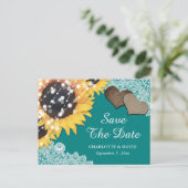 Blauwgroen Zonnebloem Wedden sparen het Briefkaart (Staand voorkant)