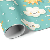 Blauwgroen zonnige dag cadeaupapier (Rol Hoek)