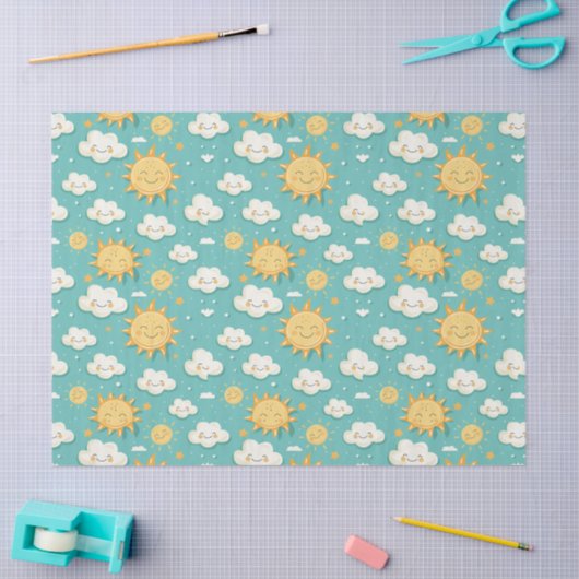 Blauwgroen zonnige dag tissuepapier (Craft)