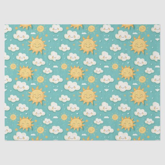 Blauwgroen zonnige dag tissuepapier (Voorkant)