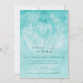 Blauwgroen Zwaan Huwelijksuitnodiging met Monogram Kaart (Voorkant)