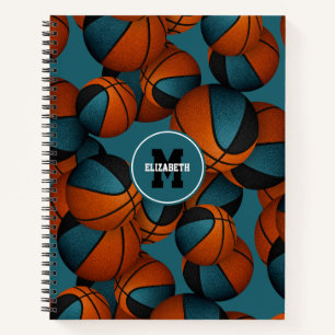 blauwgroen zwart basketbal club team kleuren notitieboek