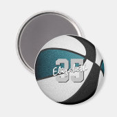 blauwgroen zwart basketbalteam kleuren kinder fees magneet (Voorkant / Achterkant)