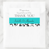 Blauwgroen, zwart bruiloft gunst dank u bericht rechthoekige sticker (Tas)