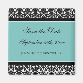 Blauwgroen Zwart Damask Sla de Datummagneet op Magneet