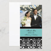 Blauwgroen zwart dank u trouwfotokaarten bedankkaart (Voorkant / Achterkant)