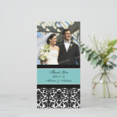 Blauwgroen zwart dank u trouwfotokaarten bedankkaart (Staand voorkant)