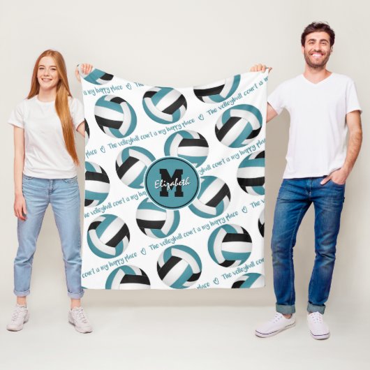 blauwgroen zwart De volleybalrechtbank is mijn gel Fleece Deken (In situ)