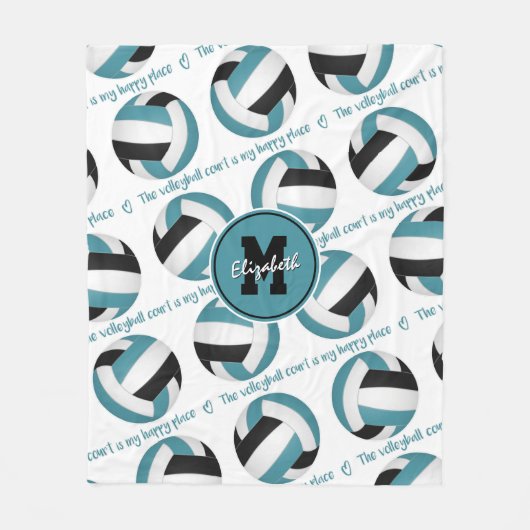 blauwgroen zwart De volleybalrechtbank is mijn gel Fleece Deken (Voorkant)