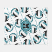 blauwgroen zwart De volleybalrechtbank is mijn gel Fleece Deken (Voorkant (Horizontaal))