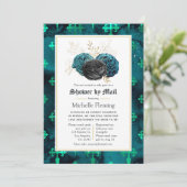 Blauwgroen, zwart en goudFloral Vrijgezellenfeest Kaart (Staand voorkant)