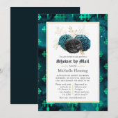 Blauwgroen, zwart en goudFloral Vrijgezellenfeest Kaart (Voorkant / Achterkant)