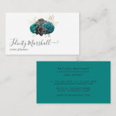 Blauwgroen, zwart en goudgotisch visitekaartje (Voorkant / Achterkant)