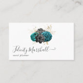 Blauwgroen, zwart en goudgotisch visitekaartje (Voorkant)