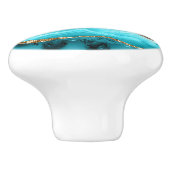 Blauwgroen, zwart en goudgrijs, DIY-naam en monogr Keramische Knop (Zijkant)