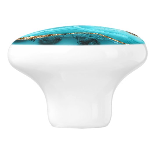 Blauwgroen, zwart en goudgrijs, DIY-naam en monogr Keramische Knop (Zijkant)