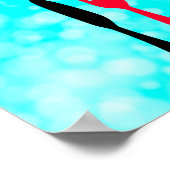 Blauwgroen, zwart en rood eteken voor keuken poster (Hoek)