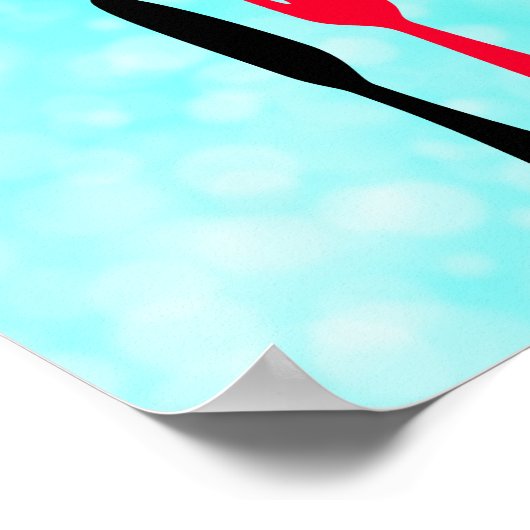 Blauwgroen, zwart en rood eteken voor keuken poster (Hoek)