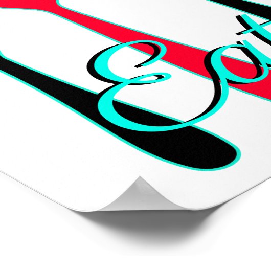 Blauwgroen, zwart en rood eteken voor keuken poster (Hoek)