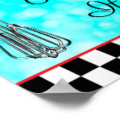 Blauwgroen, zwart en rood, sla het gebaar poster (Hoek)