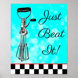 Blauwgroen, zwart en rood, sla het gebaar poster