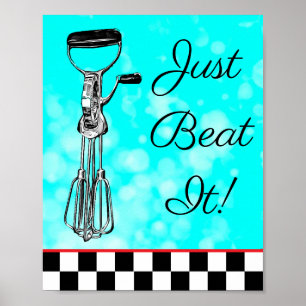 Blauwgroen, zwart en rood, sla het gebaar poster