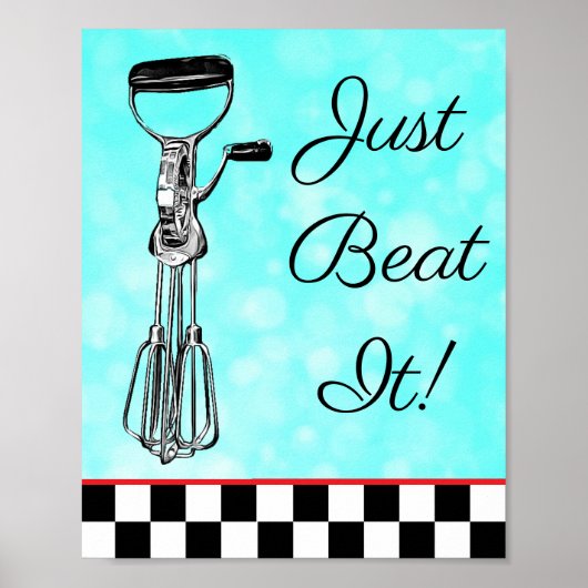 Blauwgroen, zwart en rood, sla het gebaar poster (Voorkant)